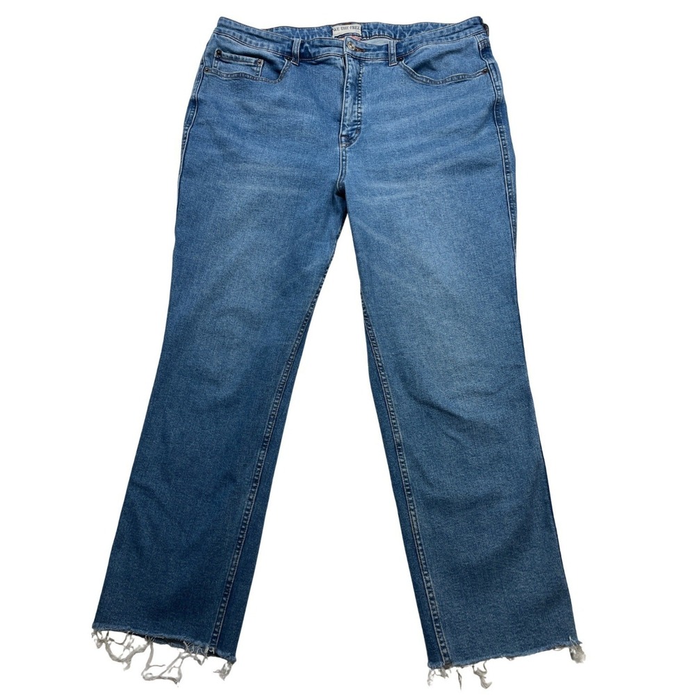 Free People πΈ We The Free Croppedβ Women's Jeans 35 Raw Hem Straight Leg Boho - Picture 2 of 10